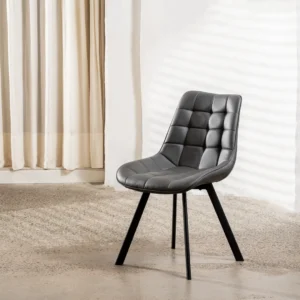 Dark grey forest dining chairs set of 2 with black metal base ergonomic design