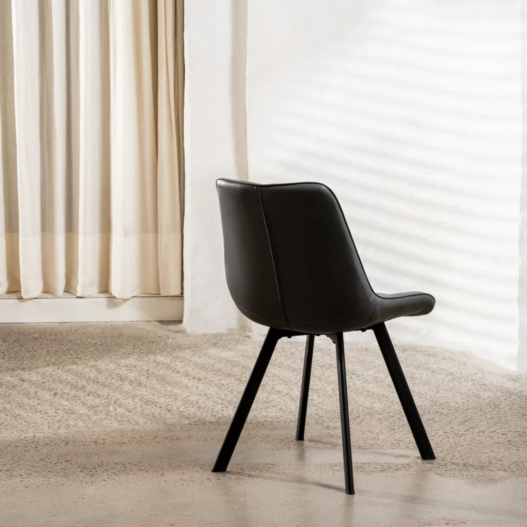 Dark grey forest dining chairs set of 2 with black metal base, ergonomic design for modern kitchen