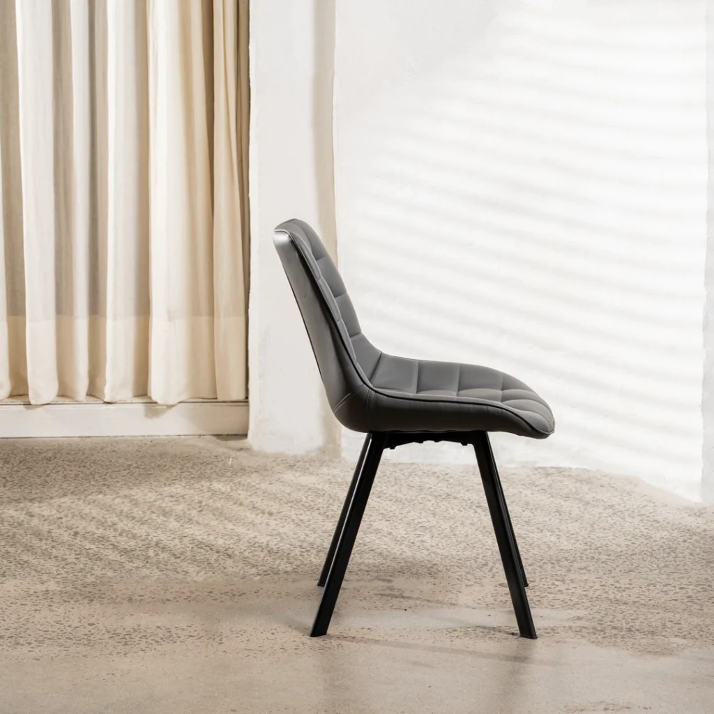 Dark grey forest dining chairs set of 2 with black metal base, ergonomic design for modern kitchen