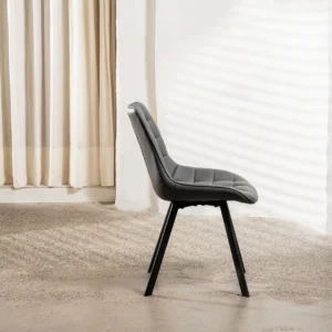 Dark grey forest dining chairs set of 2 with black metal base, ergonomic design for modern kitchen