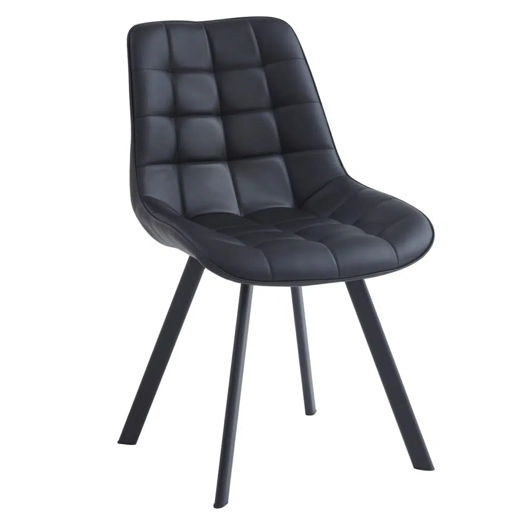 Black forest dining chairs set of 2 with eco faux leather and metal frame for modern dining room