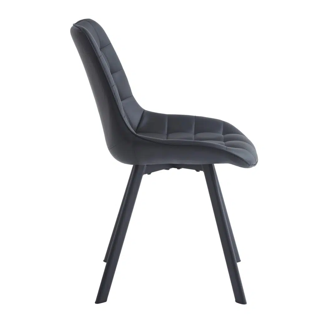 Black eco-friendly faux leather dining chairs set of 2 for modern home or restaurant