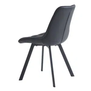 Black eco-friendly faux leather dining chairs set of 2 with modern industrial frame