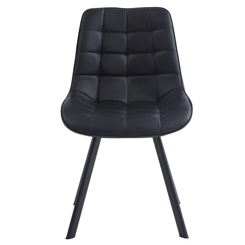 Black eco-friendly faux leather dining chairs set of 2 for modern home or restaurant