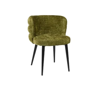 Greta Moss Chenille Dining Chairs Set of 2 with Black Metal Frame