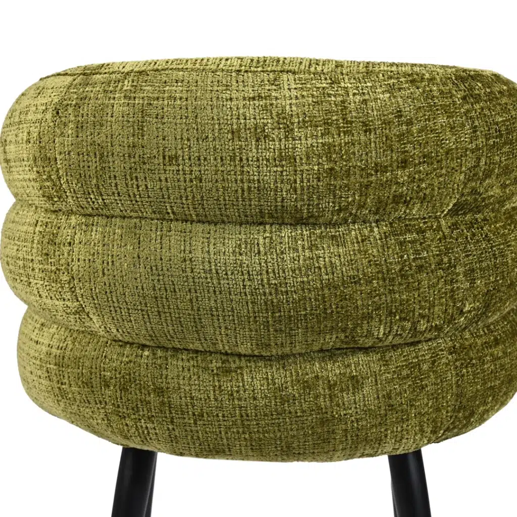 Greta Moss Chaise Dining Chairs Set of 2 with Black Metal Frame