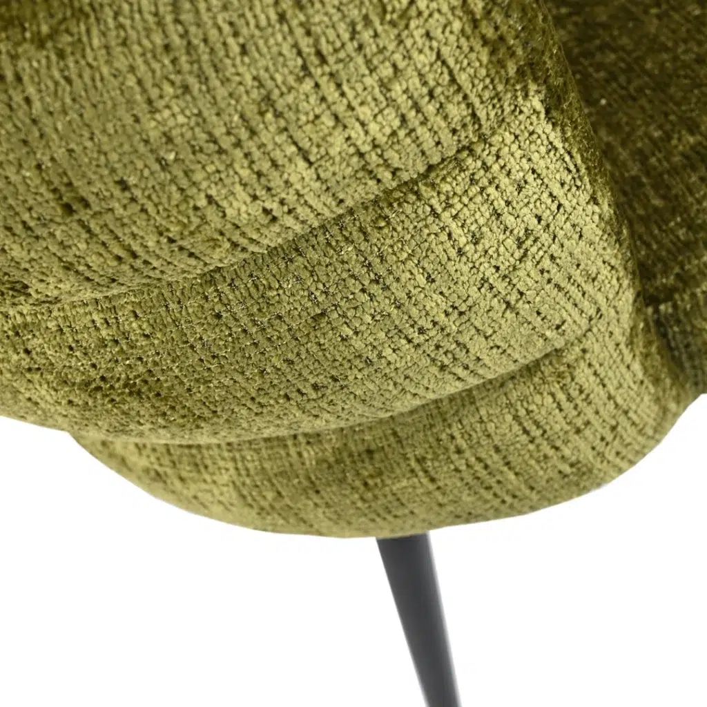 Greta Moss Chaise Dining Chairs Set of 2 with Black Metal Frame