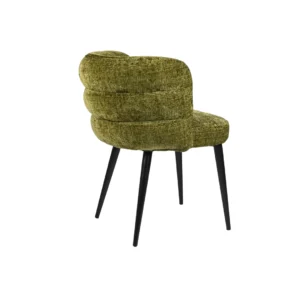 Greta Moss Chenille Dining Chairs Set of 2 with Black Metal Frame