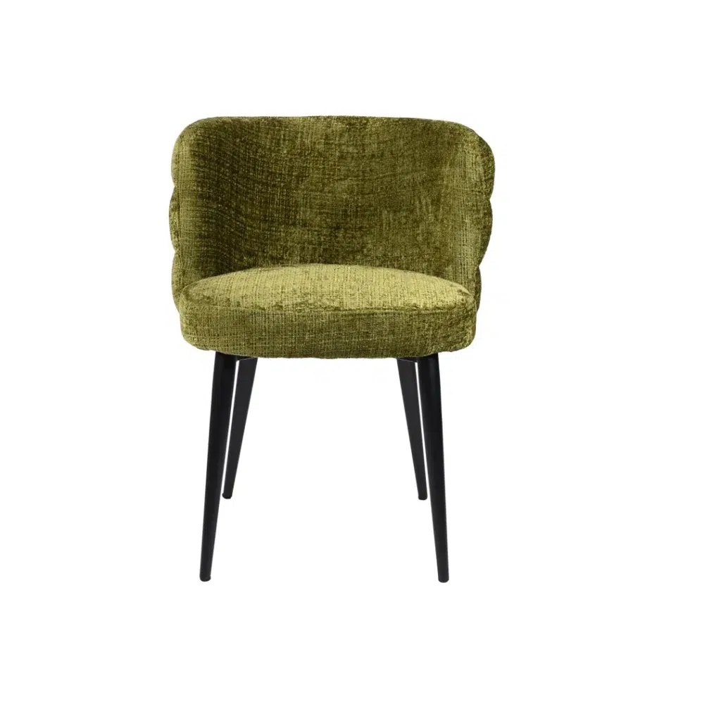 Greta Dining Chairs Moss Set of 2 with black metal frame and velvet fabric