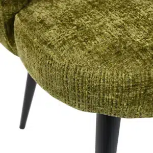 Greta Dining Chairs Moss Set of 2 with black metal frame and soft chenille upholstery