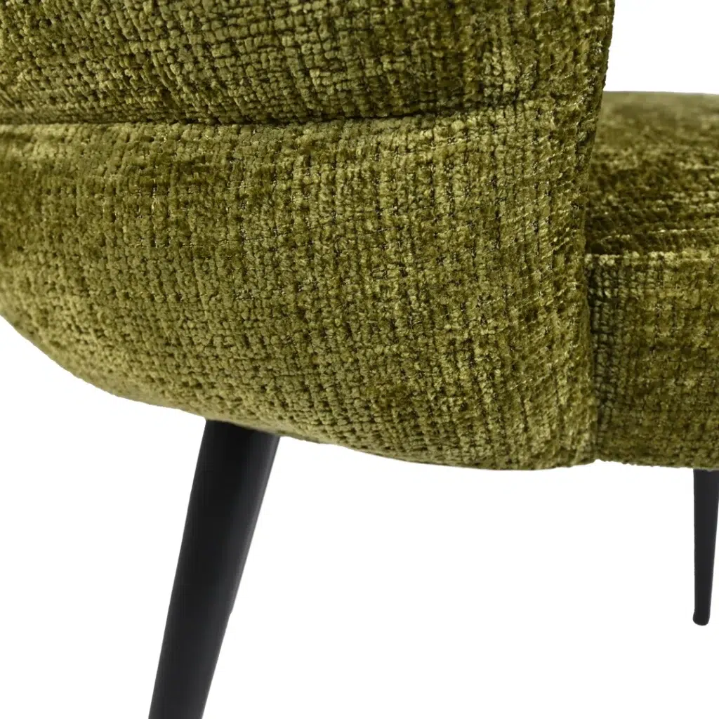 Greta Dining Chairs Moss Set of 2 with black metal frame and velvet upholstery