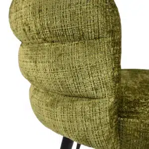 Greta Moss Chenille Dining Chairs Set of 2 with Black Metal Frame