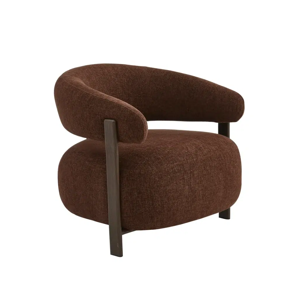 Hampton Occasional Chair in Rust Chenille with Walnut Frame for Living Room