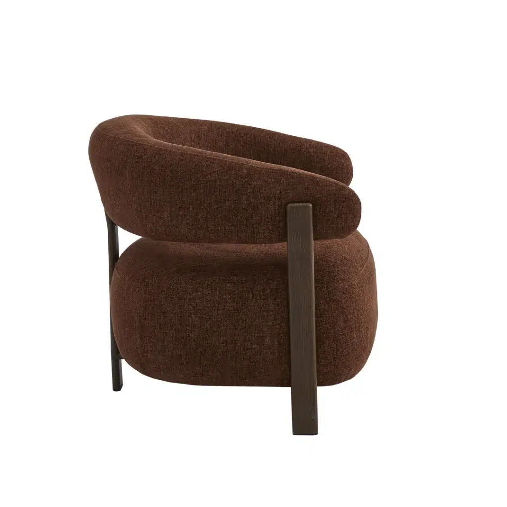 Hampton Occasional Chair in Rust Chenille with Walnut Frame for Living Room