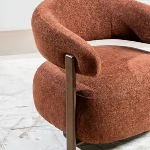 Hampton Occasional Chair in Rust Chenille with Walnut Frame for Living Room