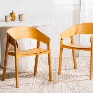 Hendriks Ash Dining Chair Set of 2 Scandinavian Style with Natural Grain and Ergonomic Design
