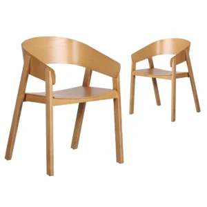 Hendriks Ash Dining Chair Set of 2 Scandinavian Design with Natural Grain and Ergonomic Shape