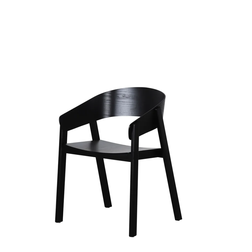 Hendriks Dining Chair Black Set of 2 Scandinavian Design with Ash Wood Finish