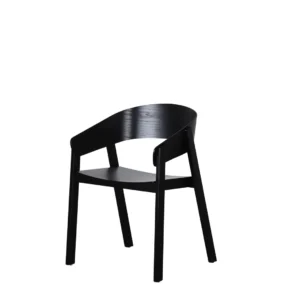 Hendriks Dining Chair Black Set of 2 Scandinavian Design with Ash Wood Finish