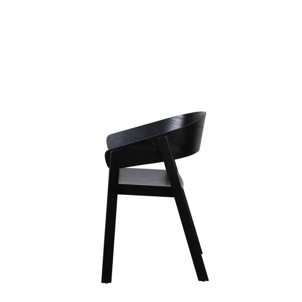 Hendriks Dining Chair Black Set of 2 Scandinavian Design with Ash Wood and Ergonomic Shape