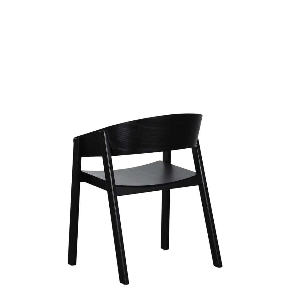 Hendriks Dining Chair Black Set of 2 Scandinavian design with ash wood and ergonomic shape