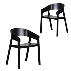 Hendriks Dining Chair Black Set of 2 Scandinavian design with ash wood and ergonomic seating