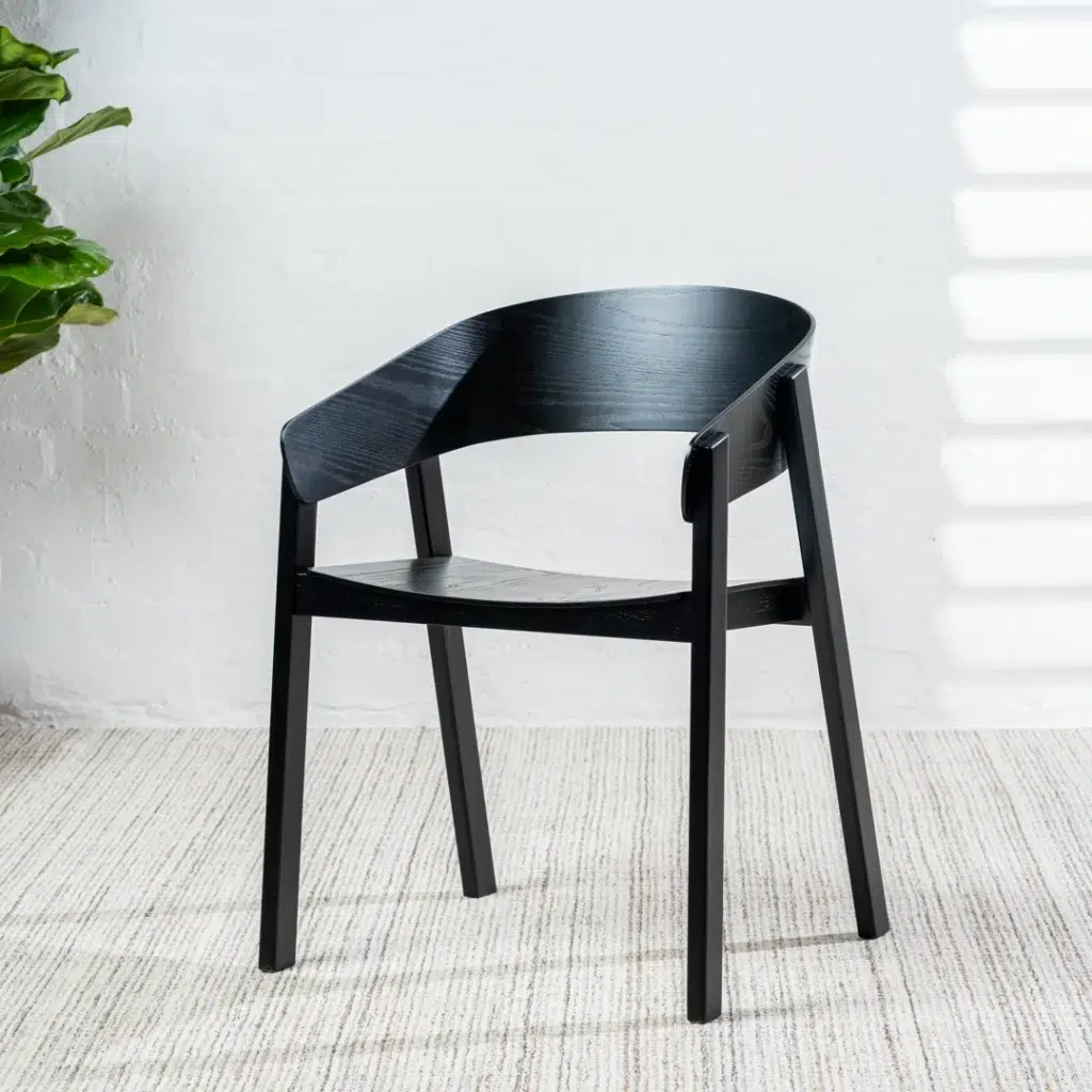 Hendriks Dining Chair Black Set of 2 Scandinavian design with ash wood and ergonomic seat