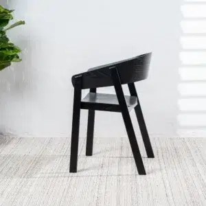 Hendriks Dining Chair Black Set of 2 Scandinavian Design with Ash Wood Finish