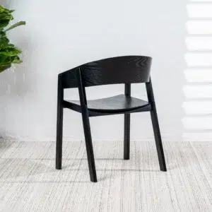 Hendriks Dining Chair Black Set of 2 Scandinavian Design with Ash Wood and Ergonomic Shape