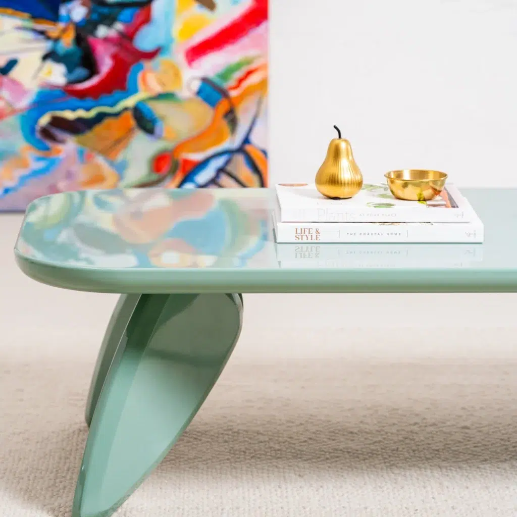 Hugh Coffee Table Mint Gloss with 120cm x 60cm surface modern living room centerpiece