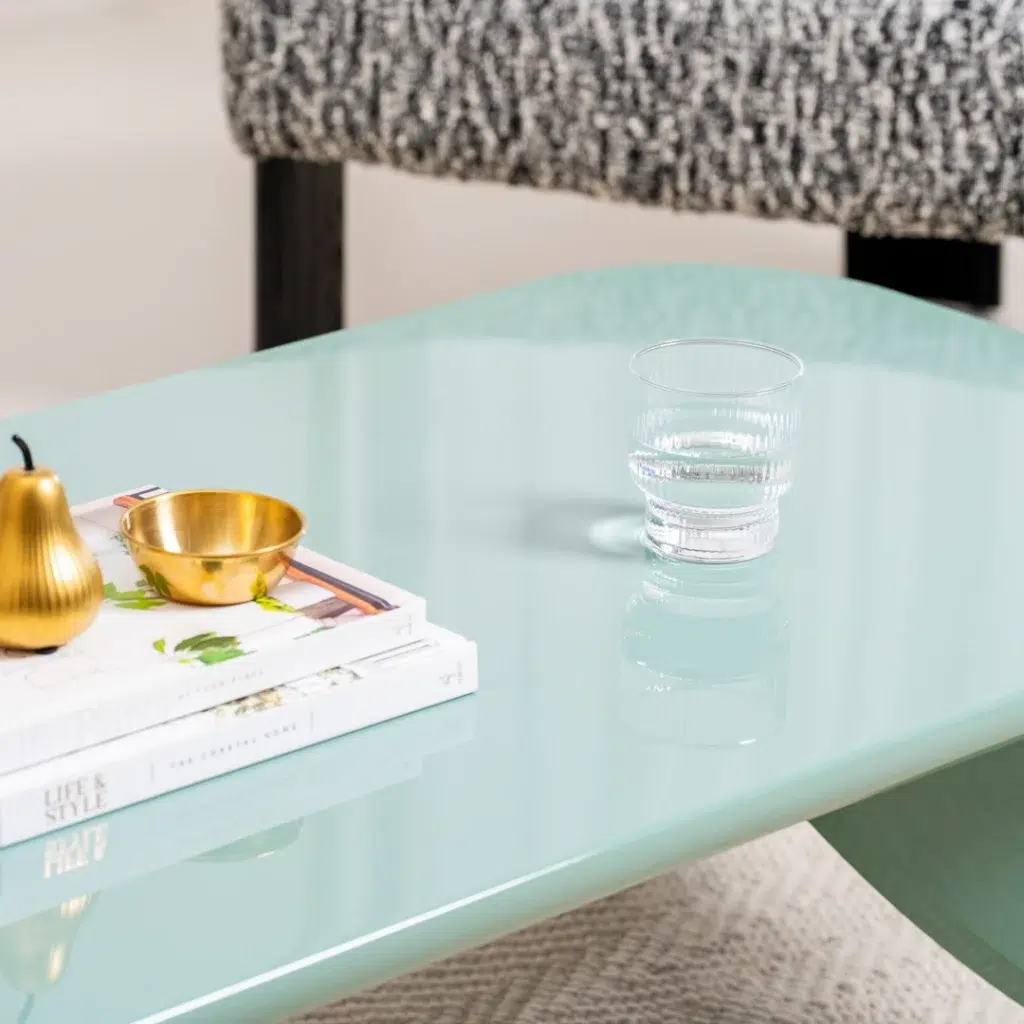 Hugh Coffee Table Mint Gloss with 120cm x 60cm surface modern living room centerpiece
