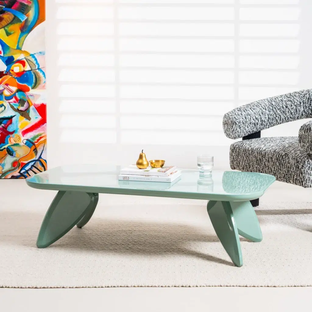 Hugh Coffee Table Mint Gloss with 120cm x 60cm surface modern living room centerpiece