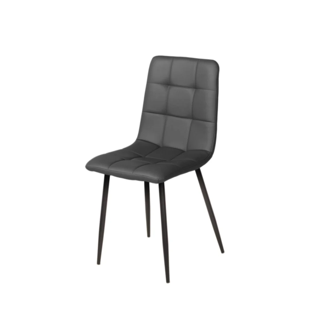 Charcoal Jack dining chairs set of 2 with bucket seat and black metal frame