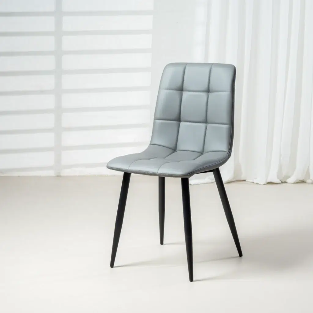 Charcoal Jack dining chairs set of 2 with bucket seat and black metal frame