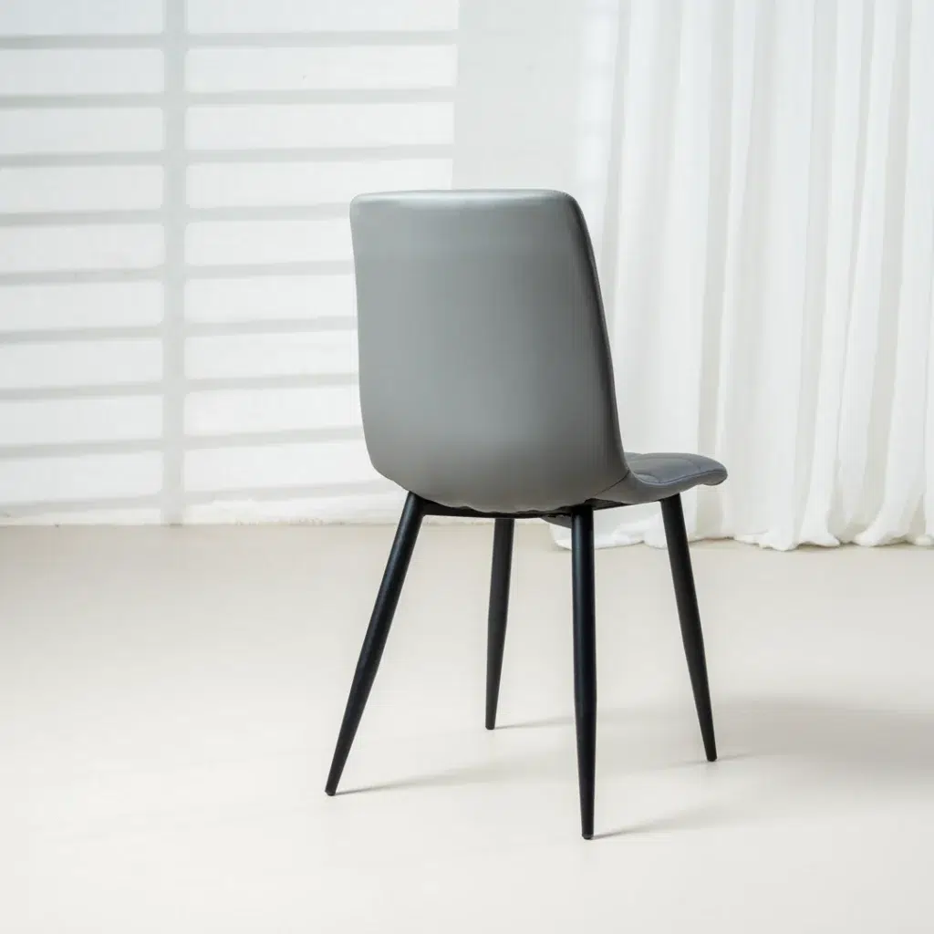 Set of 2 charcoal Jack dining chairs with bucket seats and black metal frame