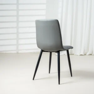 Set of 2 charcoal Jack dining chairs with bucket seats and black metal frame