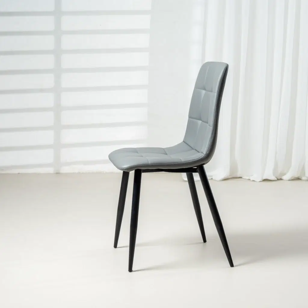 Set of 2 charcoal Jack dining chairs with bucket seats and black metal frame