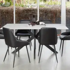 Costa black eco-leather dining chairs set of 2 with metal frame for modern dining room