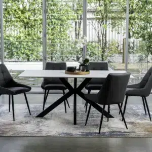 Ruben Charcoal Faux Leather Dining Chairs Set 2