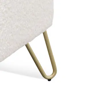 Ivory white armchair with golden legs synthetic wool modern luxury design