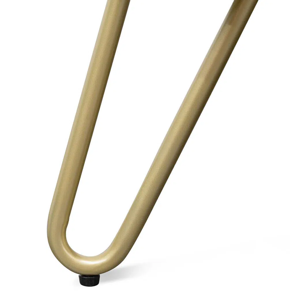 Ivory white synthetic wool armchair with golden legs for modern interiors