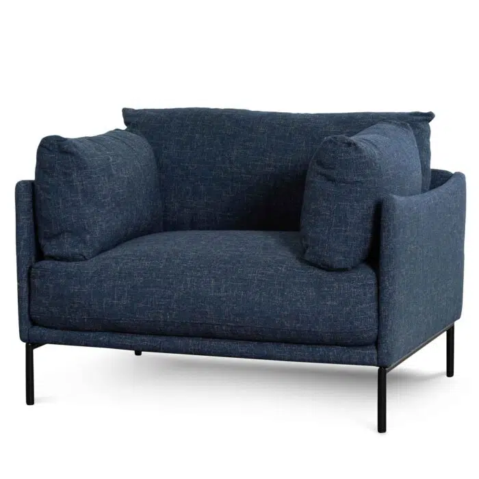 Milo Fabric Arm Chair – Dark Blue