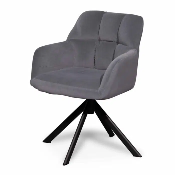 Raphael Visitor Chair – Dark Grey Velvet with Black Legs