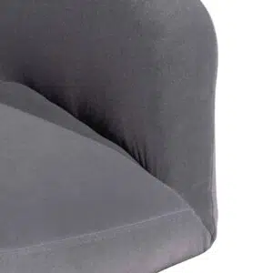 Dark grey velvet visitor chair with black legs and tufted back for modern elegance