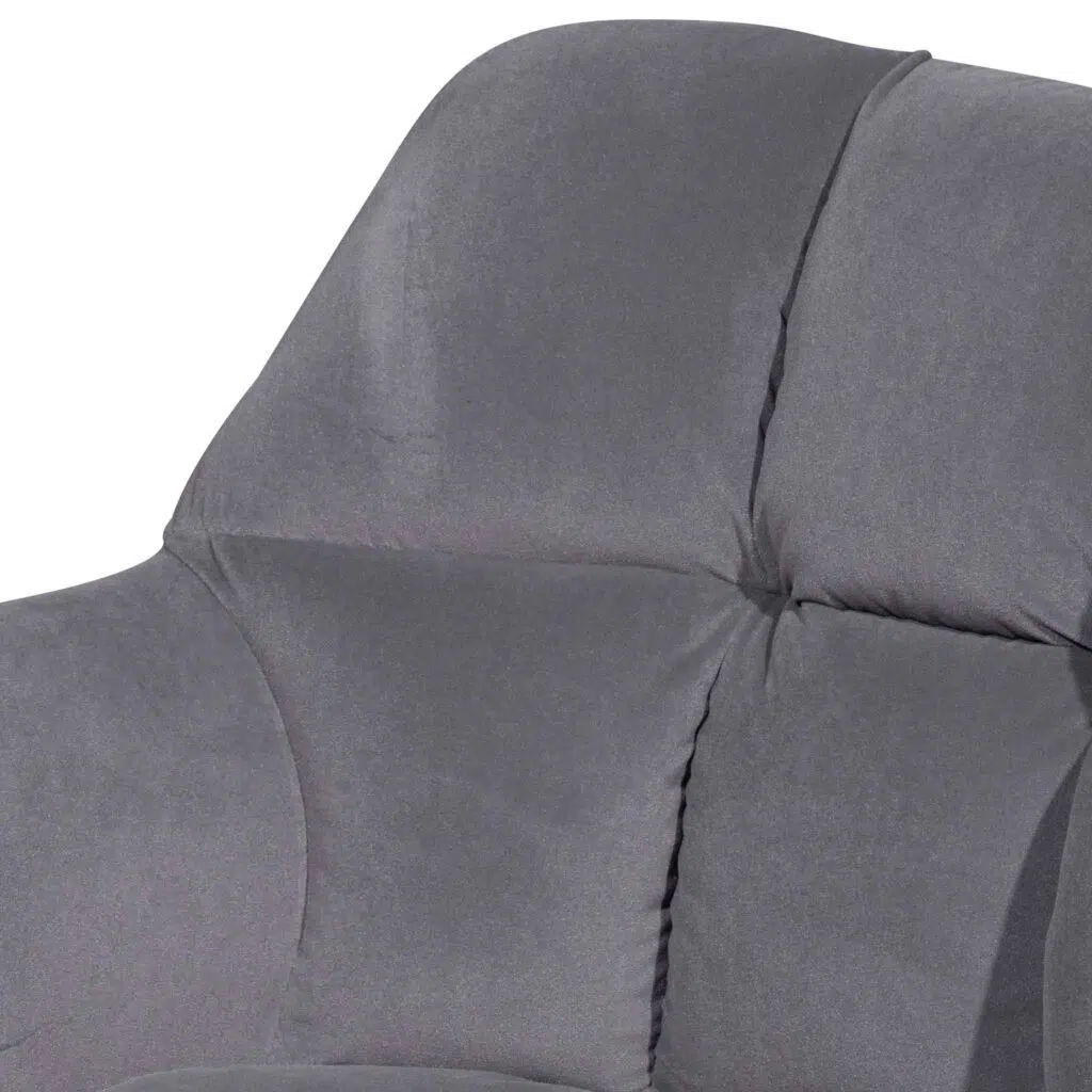 Raphael visitor chair in dark grey velvet with black legs for modern elegance
