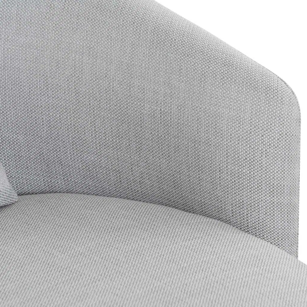 Maya swivel armchair in light texture grey with matte black base for modern interiors