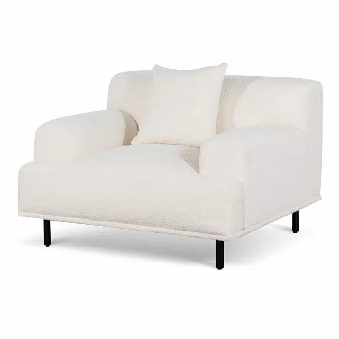 Joel Armchair – Ivory White Boucle with Black Legs