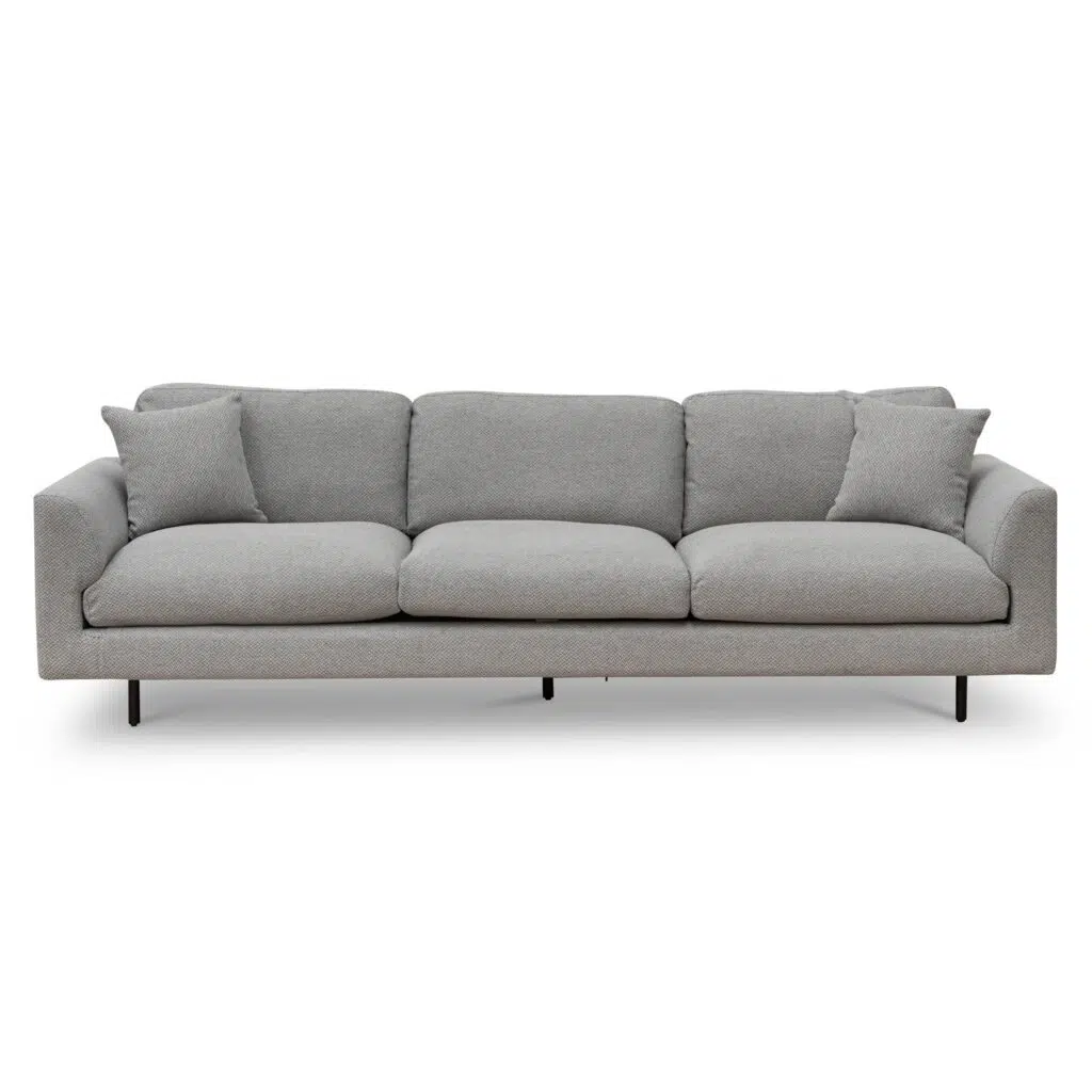 Grey Julian 4-seater fabric sofa with foam cushions and iron legs for modern living rooms