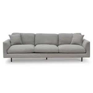 Grey Julian 4-seater fabric sofa with foam cushions and iron legs for modern living rooms