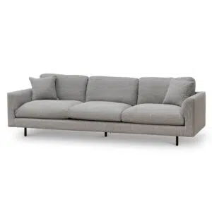 Grey Julian 4-seater fabric sofa with foam cushions and iron legs for modern living rooms